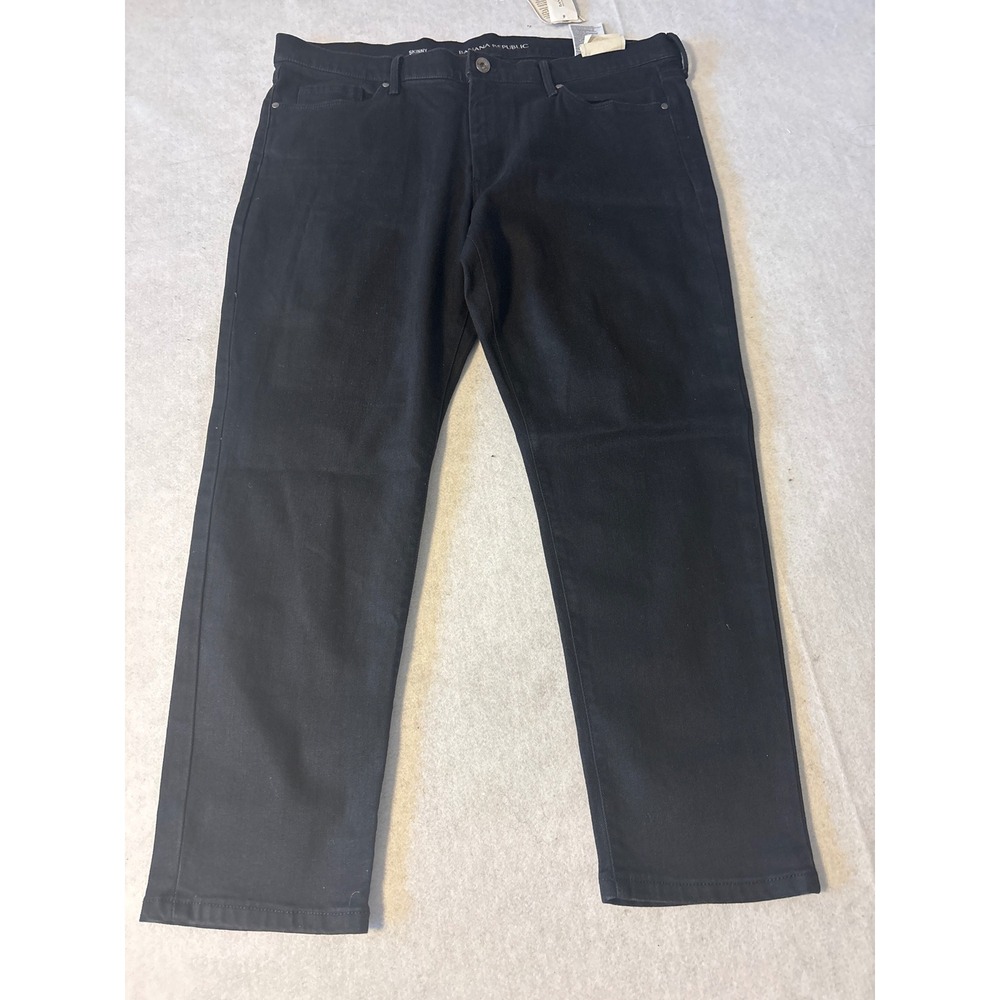 Banana Republic Mens‎ Skinny Fit Jeans Black Solid Stretch Denim Pants 36x25